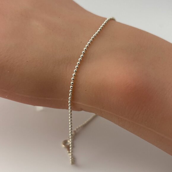 925 Italian Silver Tiny Ball Tennis Bracelet - Picture 5 of 5